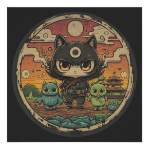 Retro Island Pals: Ninja Cat Crew Poster