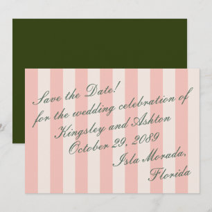 Retro Island Save the Date Awning Stripe Flat Card