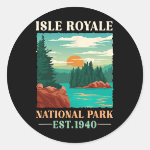 Retro Isle Royale National Park Est 1940 Hiking Classic Round Sticker