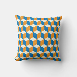 Retro isometric cubes, geometric illusion cushion