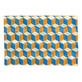 Retro isometric cubes, geometric illusion pillowcase