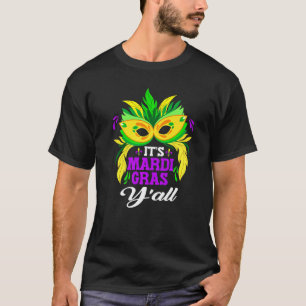 Retro It S Mardi Gras Y All Party Mask Costume Hat T-Shirt