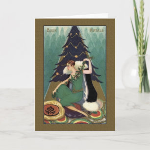 Retro Italian Art Deco Buon Natale Christmas Card