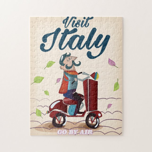 Retro Italian cartoon scooter poster. Jigsaw Puzzle (Vertical)