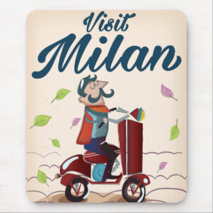 Retro Italian cartoon scooter poster Mouse Pad