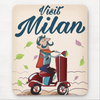 Retro Italian cartoon scooter poster Mouse Pad