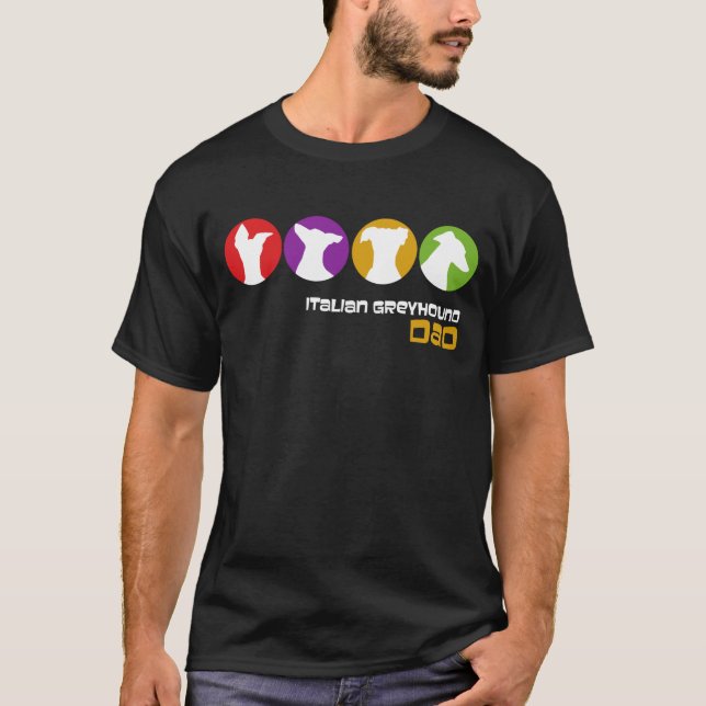 Retro Italian Greyhound Dad Modern Silhouette T-Shirt (Front)