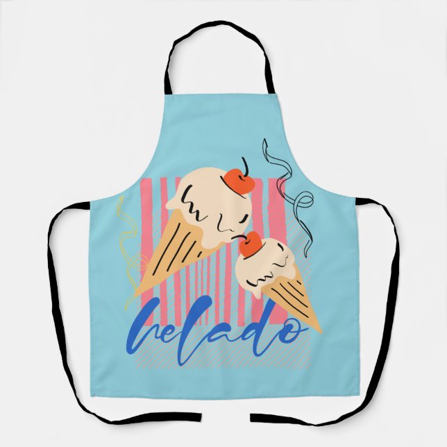 Retro Italian Ice Cream Cones Apron (Front)
