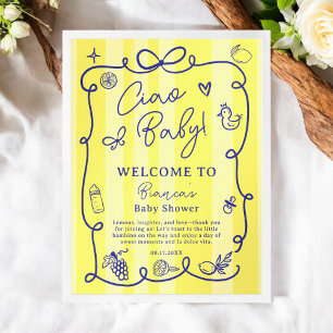 Retro Italian Lemon Ciao Baby Shower Welcome Poster