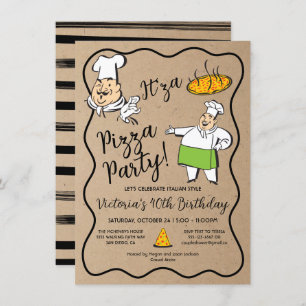 Retro Italian Pizza Chef Party Invitation