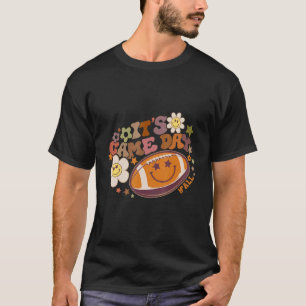 Retro It's Game Day Hippie American Football Happy T-Shirt