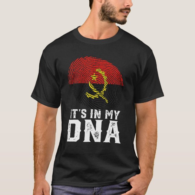 Retro It's In My Dna Fingerprint Angola Flag T-Shirt (Front)