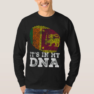 Retro It's In My Dna Sri Lanka Flag Fingerprint T-Shirt