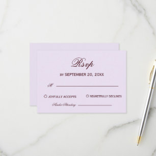 Retro Ivory Beige & Burgundy Elegant Wedding RSVP Card