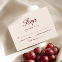 Retro Ivory Beige & Burgundy Elegant Wedding