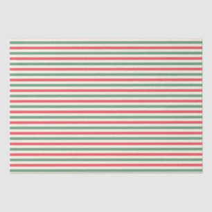 Retro ivory red green candy cane stripes Christmas Tissue Paper