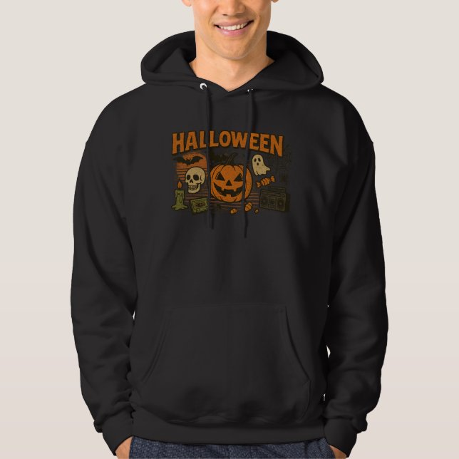 Retro Jack-O’-Lantern Halloween Clothes unisex Hoodie (Front)