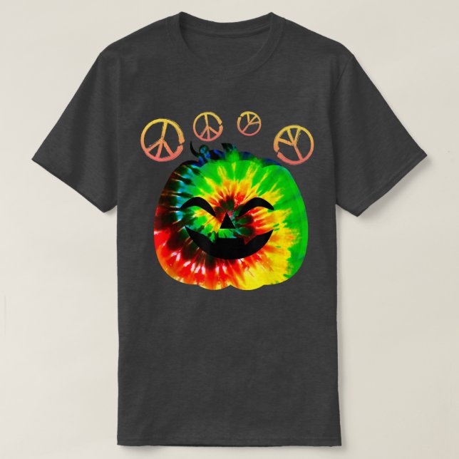 Retro Jack o Lantern Tie Dye Halloween Hippie Cost T-Shirt (Design Front)