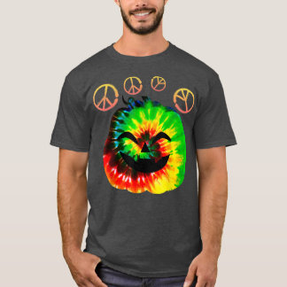 Retro Jack o Lantern Tie Dye Halloween Hippie Cost T-Shirt