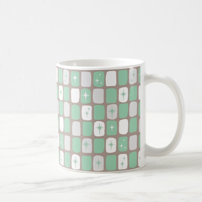 Retro Jade Starbursts Coffee Mug (Right)
