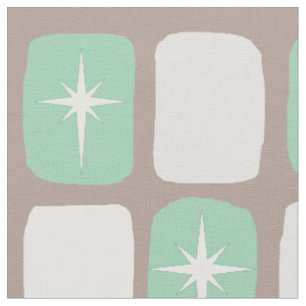 Retro Jade Starbursts Cotton Fabric