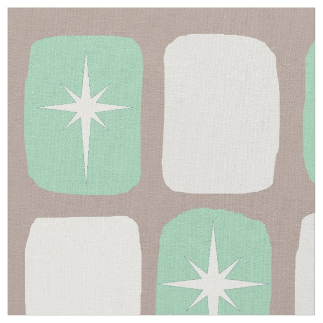 Retro Jade Starbursts Cotton Fabric (Close Up)