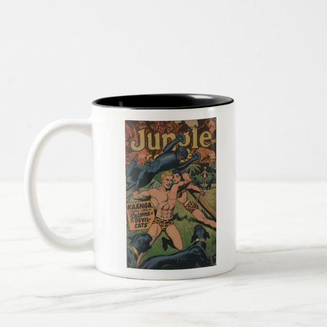 Retro Jaguar Comic Books - Tarzan - Jungle Boy Two-Tone Coffee Mug (Left)