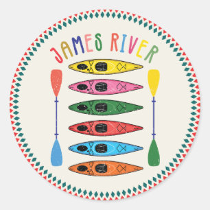 Retro James River Kayaking T-Shirt Classic Round Sticker