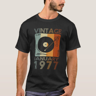 Retro January 1977 T 45Th Birthday Gift 45 Years O T-Shirt