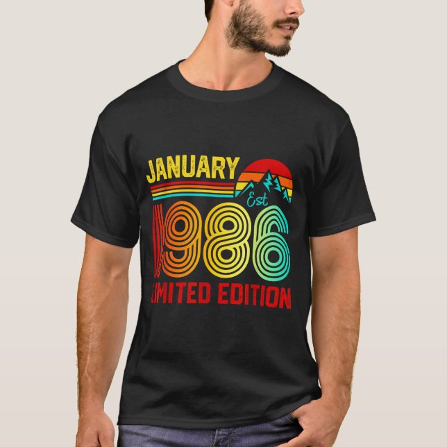 Retro January 1986 Limited Edition 40-year-old 40t T-Shirt (Front)