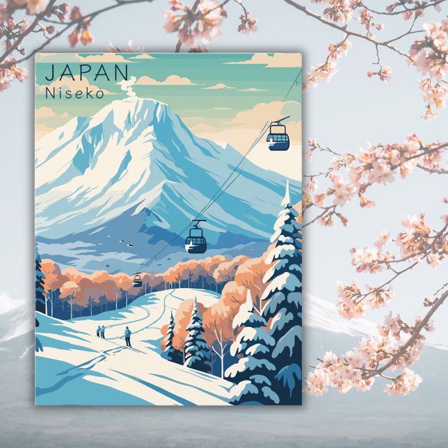 Retro Japan Niseko Travel Watercolor Postcard (Creator Uploaded)