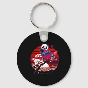Retro Japan Panda Skateboarding Skateboard And Che Key Ring