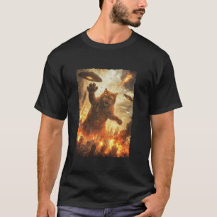 Retro Japanese Anime Kaiju Monster Cat Selfie in T T-Shirt