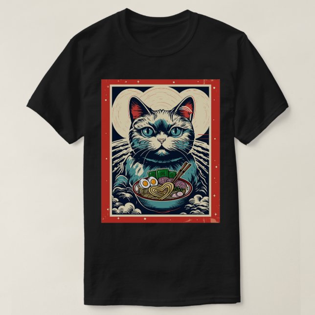 Retro Japanese Kawaii  Ramen Men Kids Women Cat Ra T-Shirt (Design Front)