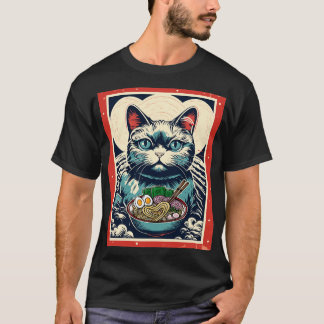 Retro Japanese Kawaii  Ramen Men Kids Women Cat Ra T-Shirt