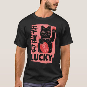 Retro Japanese Lucky Cat Charm Shirt