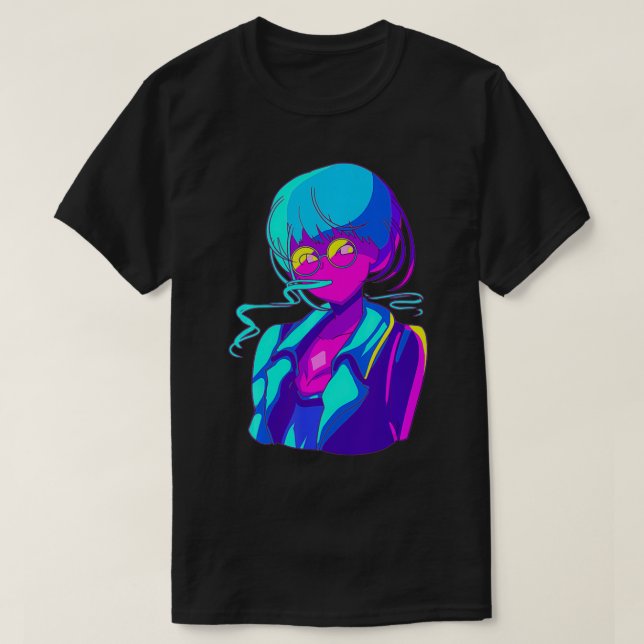 Retro Japanese Manga Anime Girl Animation Cartoon  T-Shirt (Design Front)