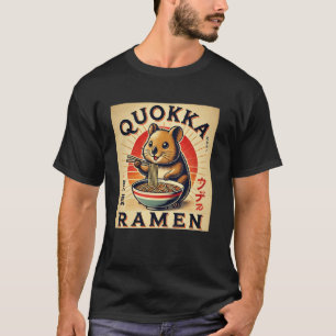 Retro Japanese SunsetWildlife Noodles Cute Quokka T-Shirt