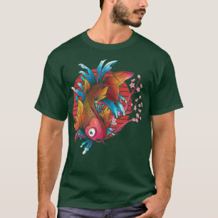 Retro Japanese Taisho Sanke Fish Nishikigoi Sakura T-Shirt