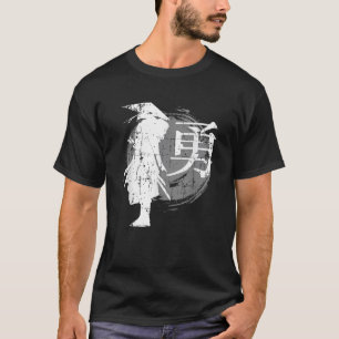 Retro Japanese Warrior Samurai Japan Writing Gift T-Shirt