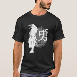 Retro Japanese Warrior Samurai Japan Writing Gift T-Shirt