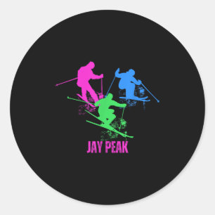 Retro Jay Peak Vermont Skiing Skier 90s Classic Round Sticker
