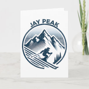 Retro Jay Peak Vermont Skiing Skier Blue Vintage M Card