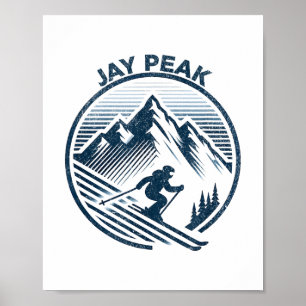Retro Jay Peak Vermont Skiing Skier Blue Vintage M Poster