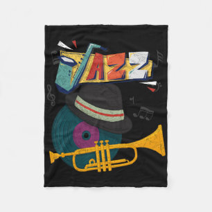 Retro Jazz Trumpets Funny Player Music Festival Ne Fleece Blanket