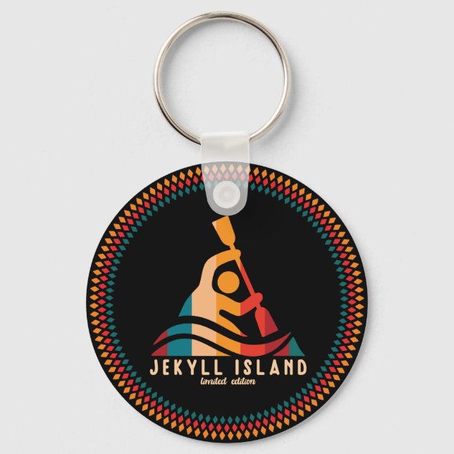 Retro Jekyll Island Kayaking Key Ring (Front)