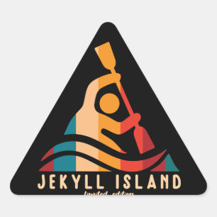 Retro Jekyll Island Kayaking Triangle Sticker