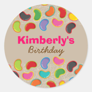 Retro Jellybeans Pop Candy Birthday Party Sticker