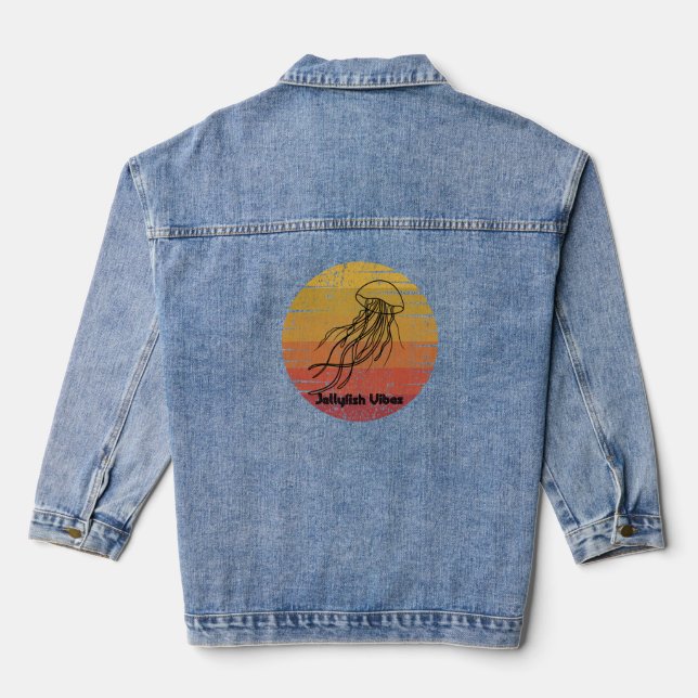 Retro Jellyfish Vibes Denim Jacket (Back)
