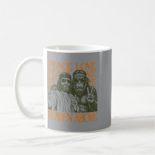 Retro Jesus Bigfoot Peace Love Heaven Above Coffee Mug